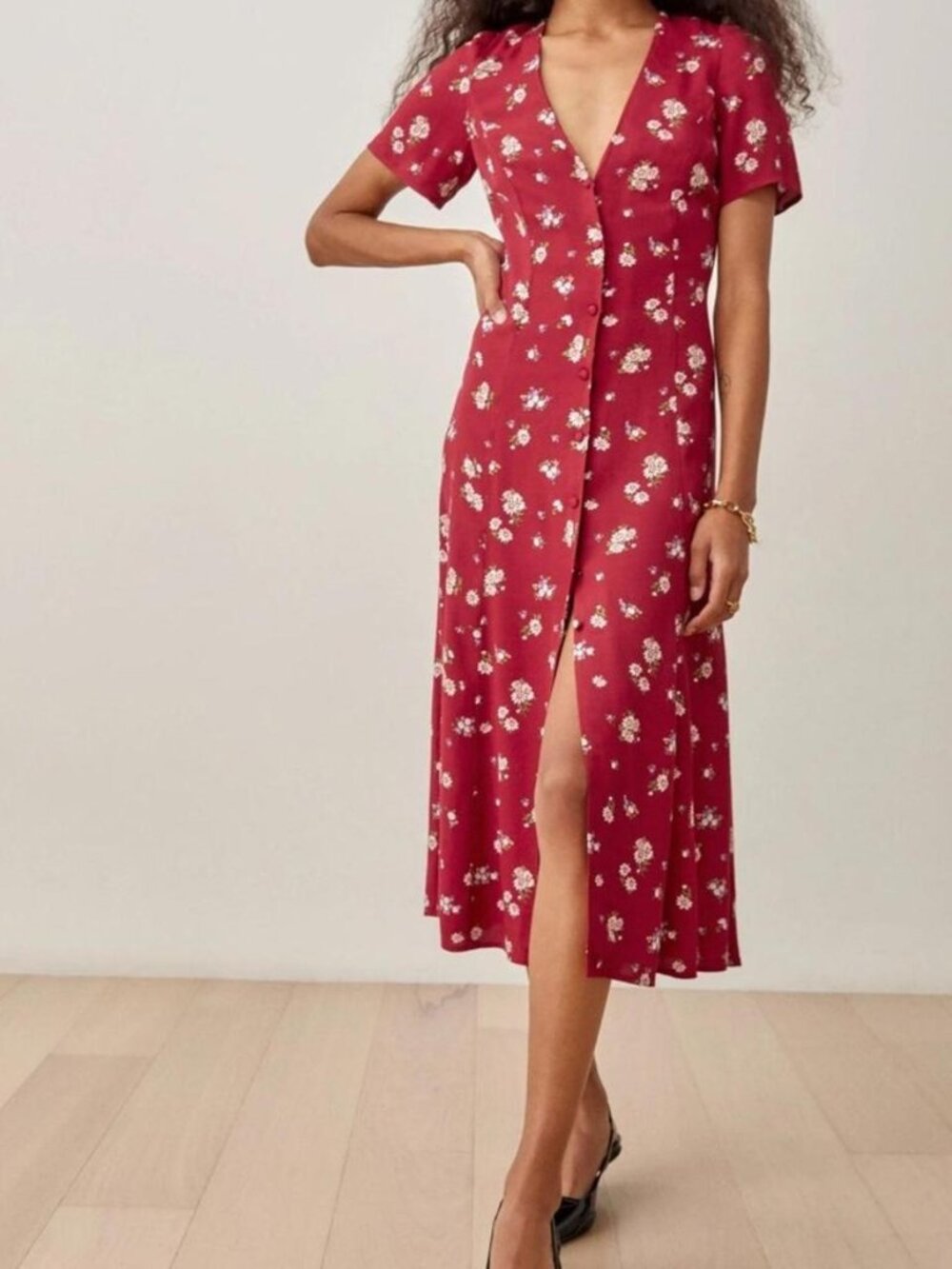 Reformation Locklin Floral Midi Dress Size 2